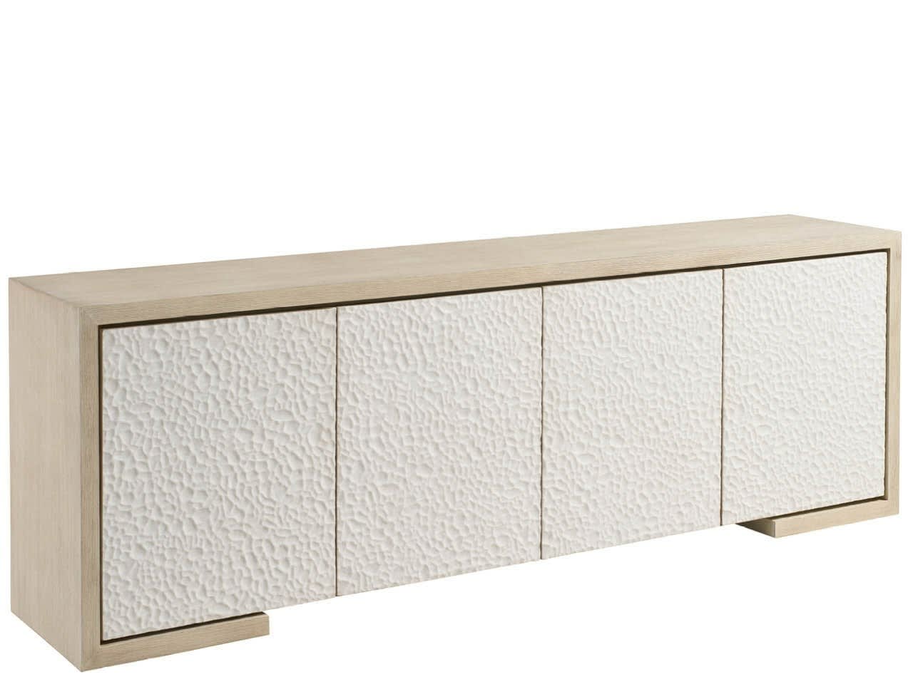 Aurora Light Oak/Carved Stone Credenza