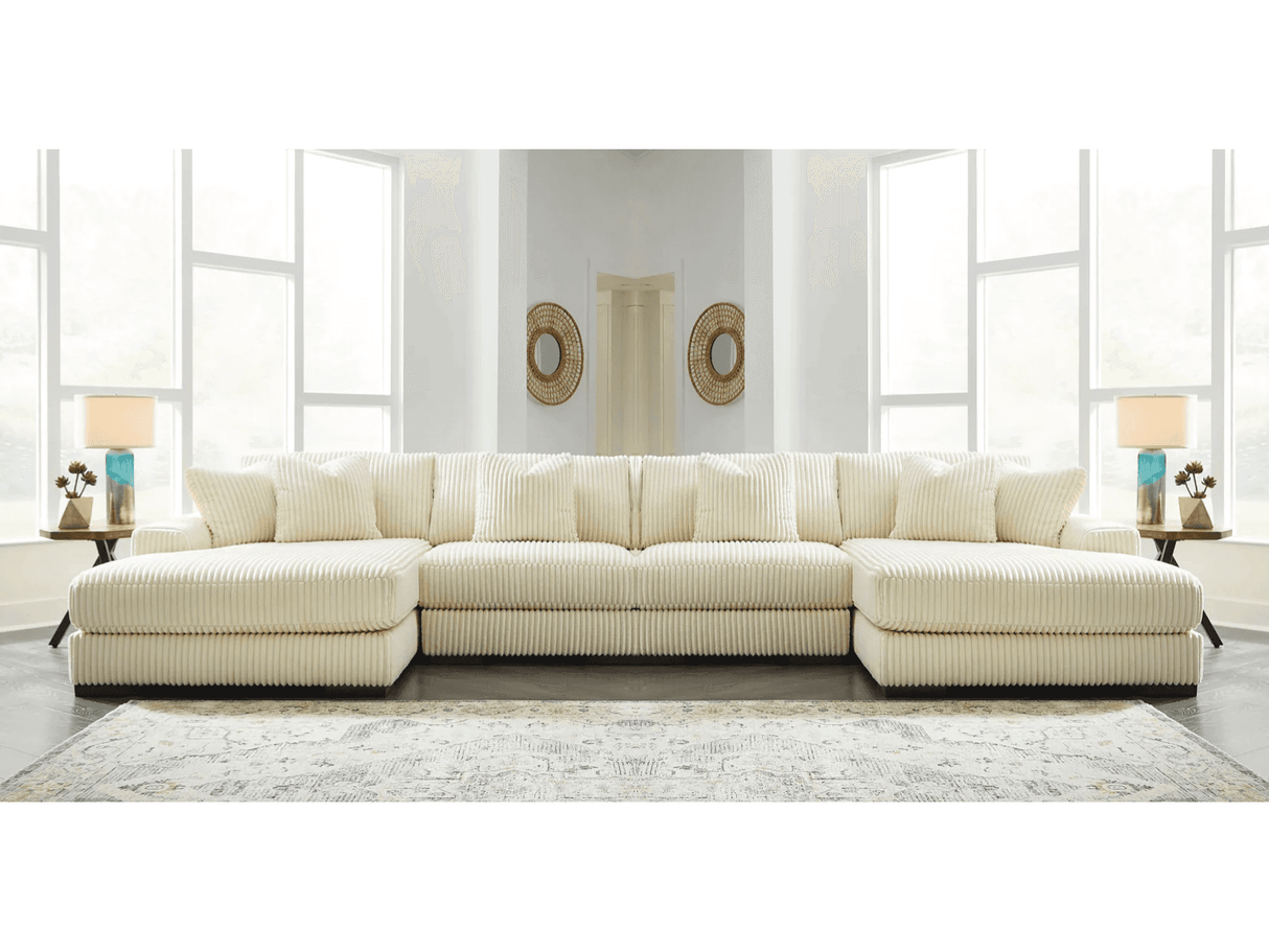 (Online Special Price) Lindyn Ivory 4pc U Shape Double Chaise Sectional - Ornate Home