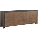 Modern Veil/Haze Four-Door Credenza With Power Bar And Wire Management
