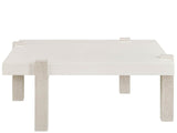 Modern White/Mist 44" Wide Quartz Top Light Oak Base Square Cocktail Table