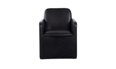 Bent Black Leather Rolling Arm Chair