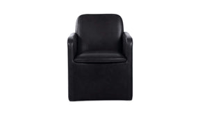 Bent Black Leather Rolling Arm Chair