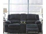 (Online Special Price) Draycoll Slate Manual Reclining Loveseat w/ Console - Ornate Home