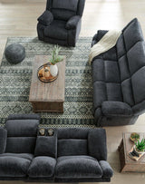 (Online Special Price) Draycoll Slate Manual Reclining Loveseat w/ Console - Ornate Home