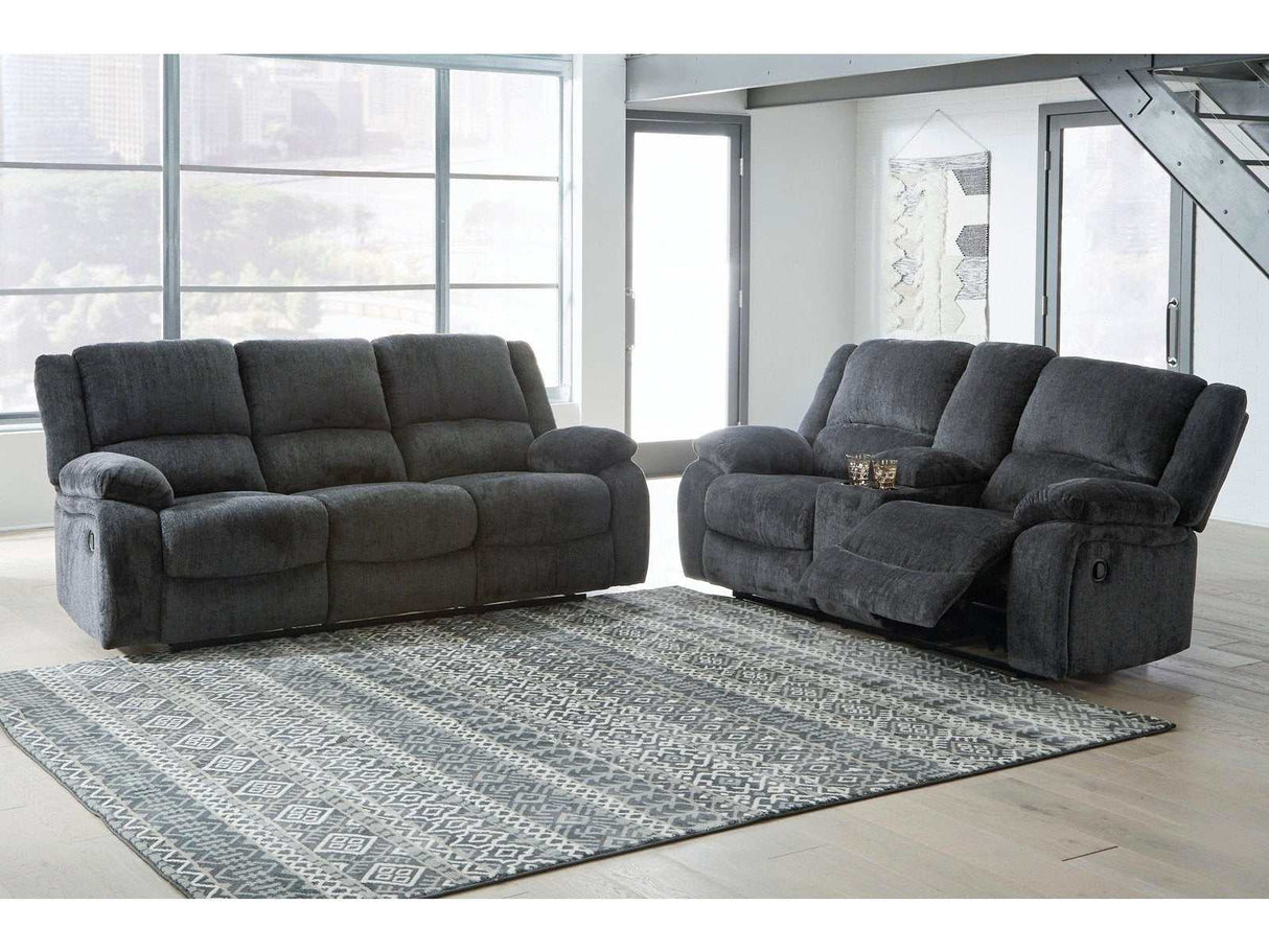 (Online Special Price) Draycoll Slate Manual Reclining Sofa & Loveseat 2pc Set - Ornate Home