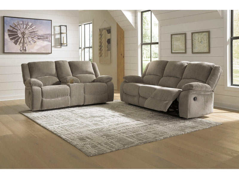 (Online Special Price) Draycoll Pewter Manual Reclining Sofa & Loveseat 2pc Set - Ornate Home