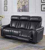 Provo Black Fabric & Leatherette Power Reclining Sofa & Loveseat