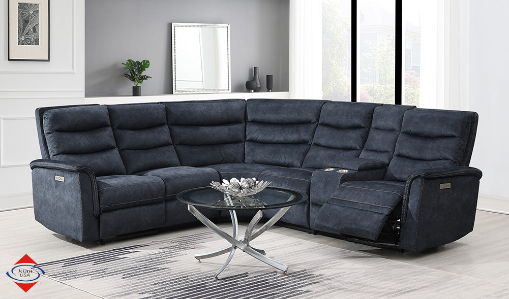 Vernal Thunder Fabric 6-Pc Power Reclining Sectional with 2 Power Recliners