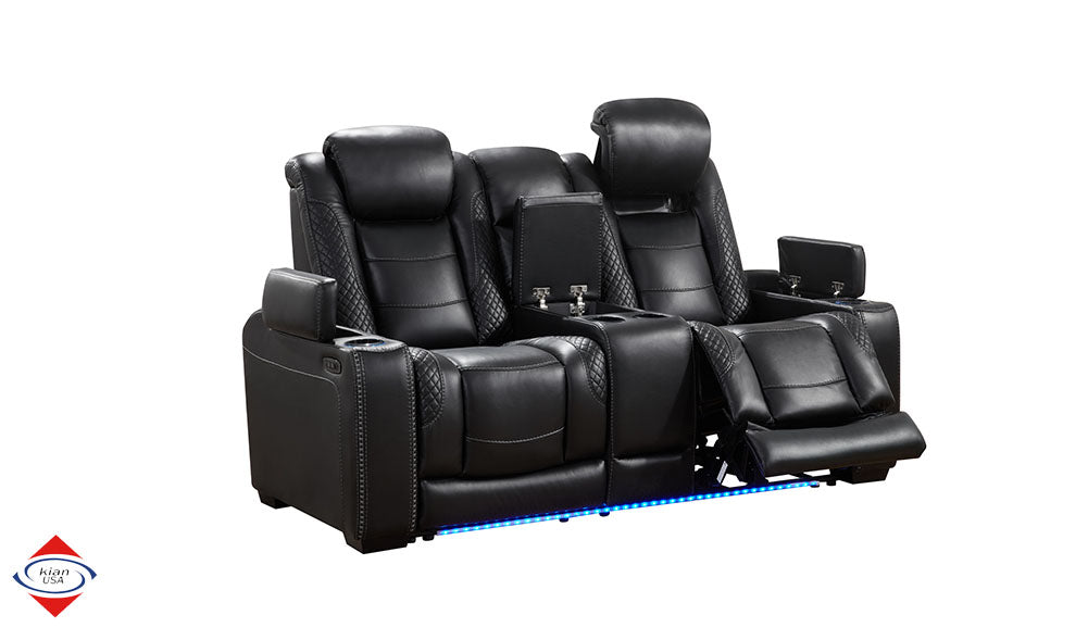 Snowbird Black Fabric Dual Power Reclining Sofa & Loveseat