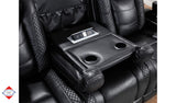Snowbird Black Fabric Dual Power Reclining Sofa with Drop-Down Table