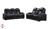 Snowbird Black Fabric Dual Power Reclining Sofa & Loveseat