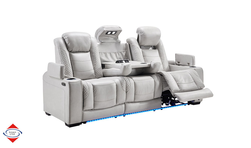 Brighton Smoke Fabric Dual Power Reclining Sofa & Loveseat