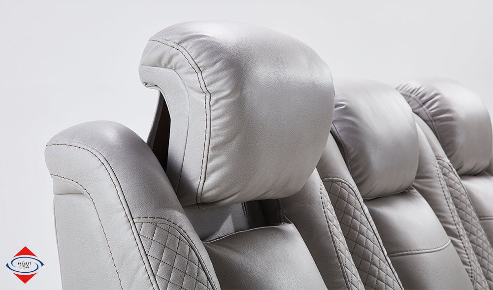 Brighton Smoke Fabric Dual Power Reclining Loveseat with Console