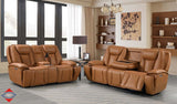 Kanab Saddle Fabric Triple Power Reclining Sofa with Drop-Down Table