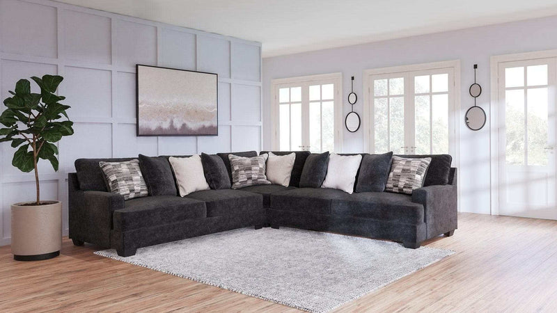 (Online Special Price) Lavernett Charcoal 3pc Symmetrical Sectional Sofa - Ornate Home
