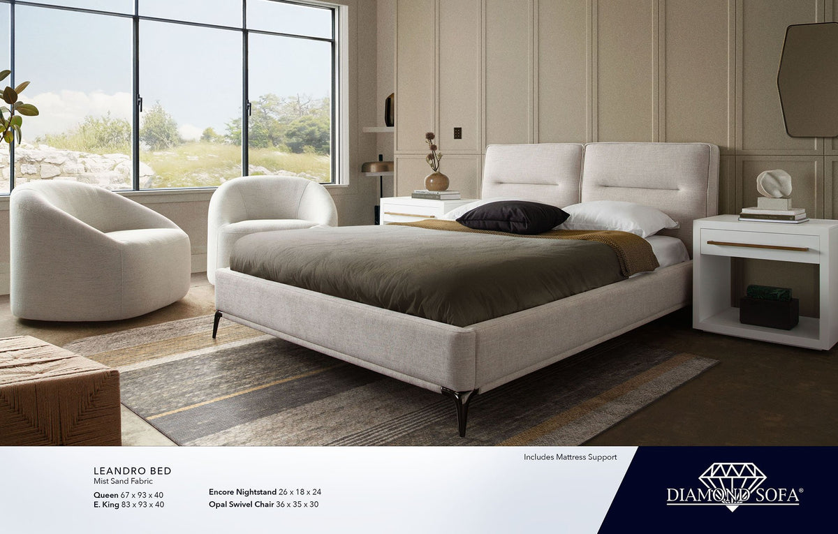 Leandro Mist Sand Fabric Bed - Ornate Home