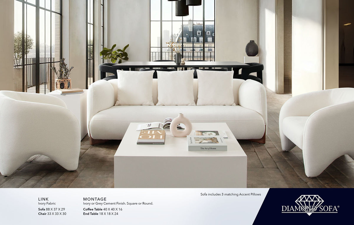 Link Ivory Fabric Sofa - Ornate Home