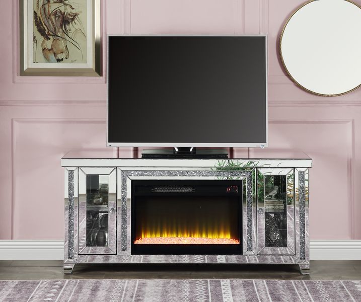 Noralie Faux Diamonds TV Stand W/Fireplace - Ornate Home