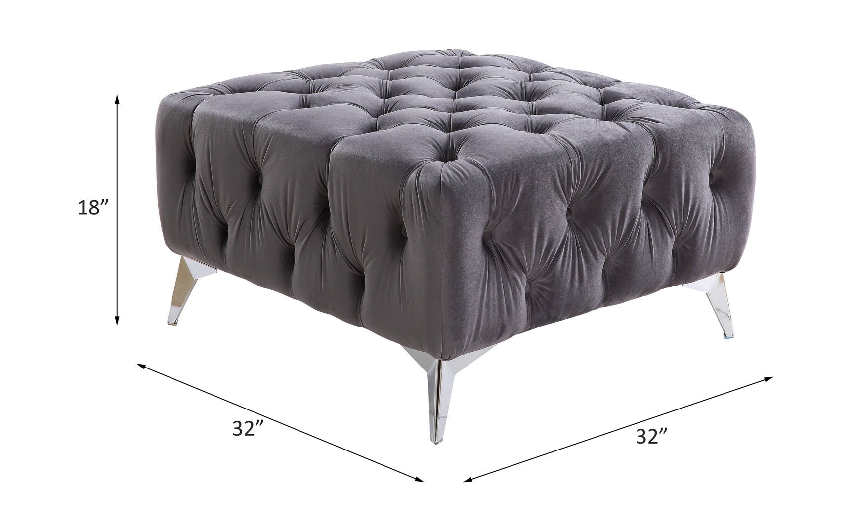 Wugtyx Dark GrayVelvet Ottoman