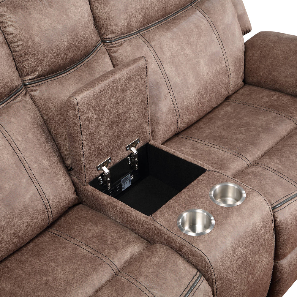 Dollum Two Tone Chocolate Motion Sectional Sofa