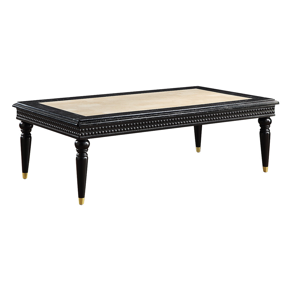 Tayden Natural/Black Coffee Table w/ Marble Top
