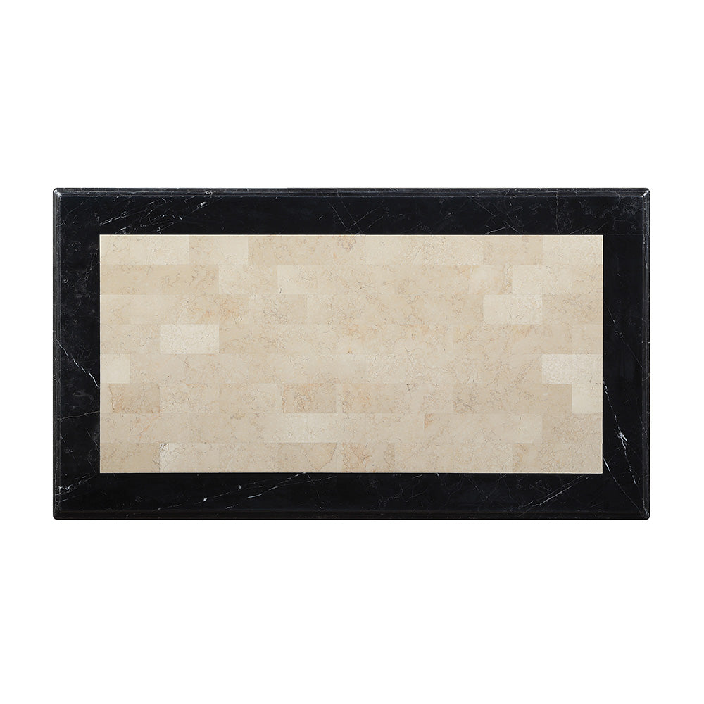 Tayden Natural/Black Coffee Table w/ Marble Top