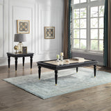 Tayden Natural/Black Coffee Table w/ Marble Top
