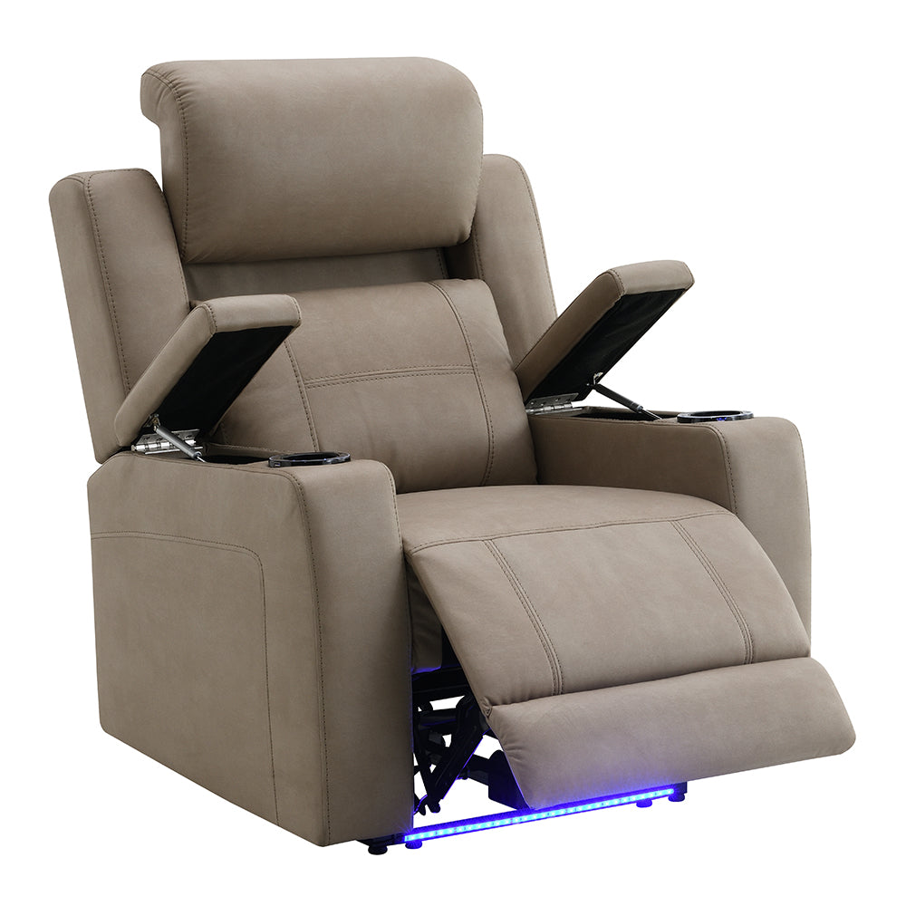 Lugo Camel Leather Aire Power Motion Recliner w/Cup Holder