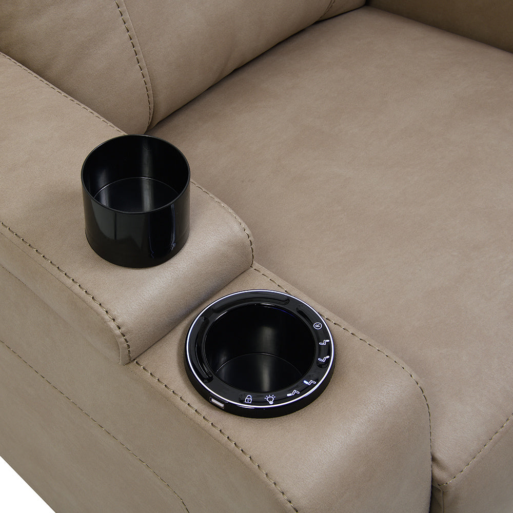 Lugo Camel Leather Aire Power Motion Recliner w/Cup Holder