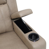 Lugo Camel Leather Aire Power Motion Recliner w/Cup Holder