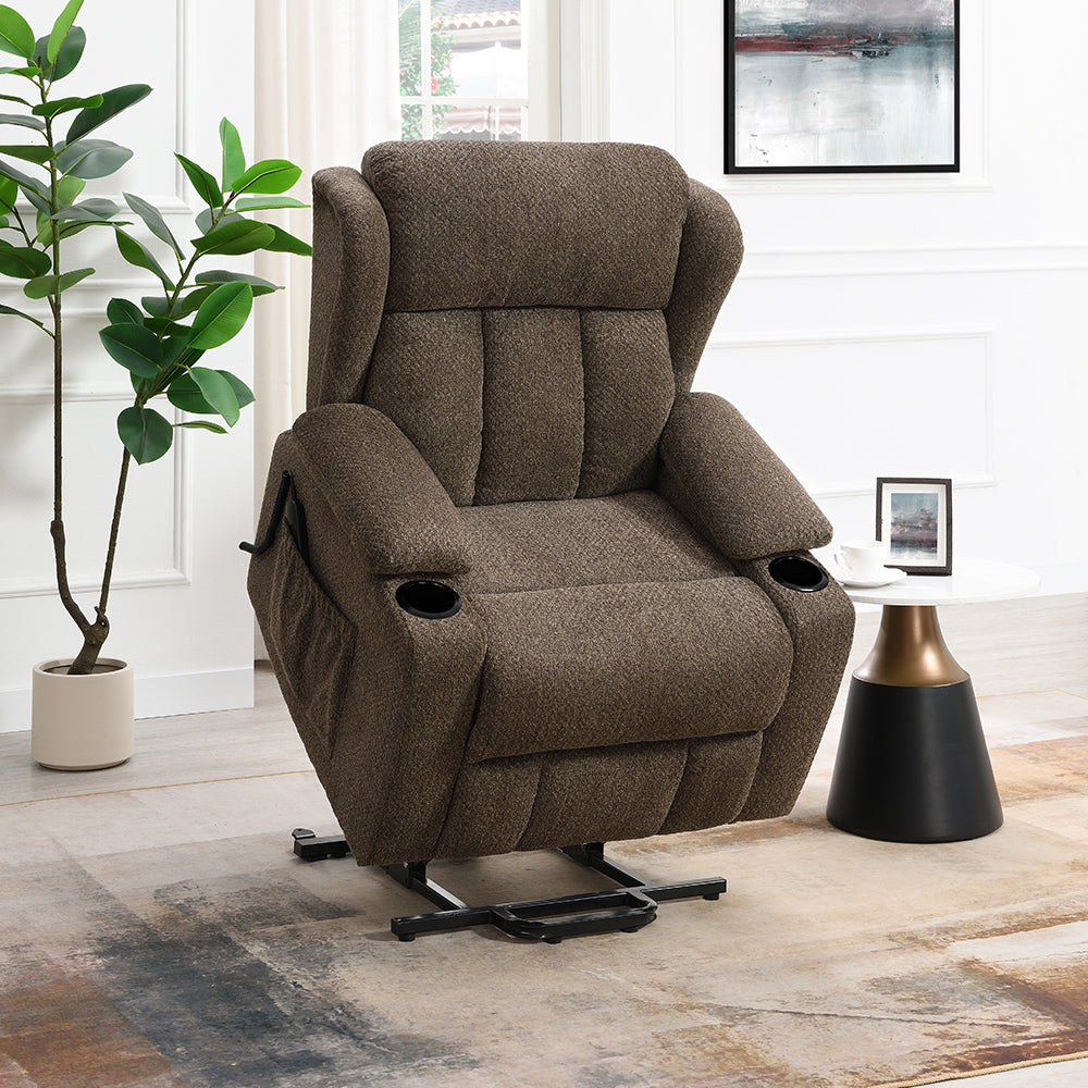 Lusio Brown Power Motion Recliner w/Lift & Cup Holder