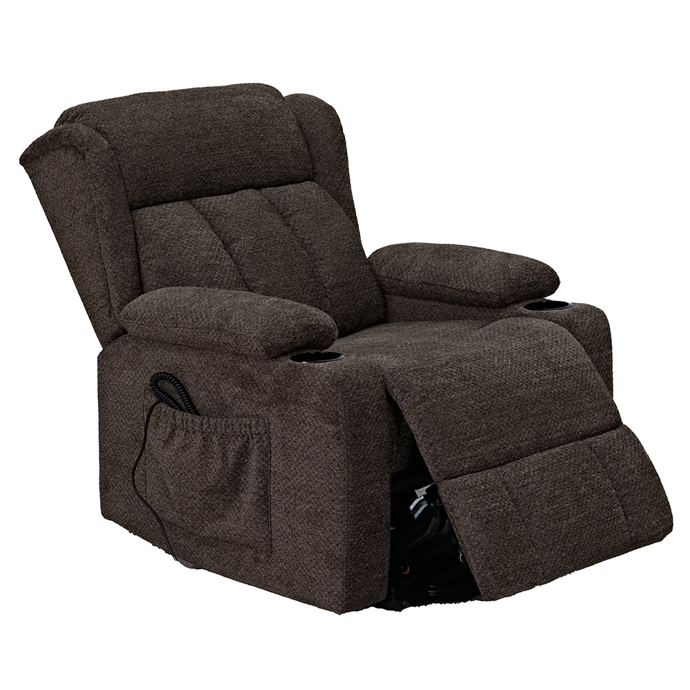 Lusio Brown Power Motion Recliner w/Lift & Cup Holder