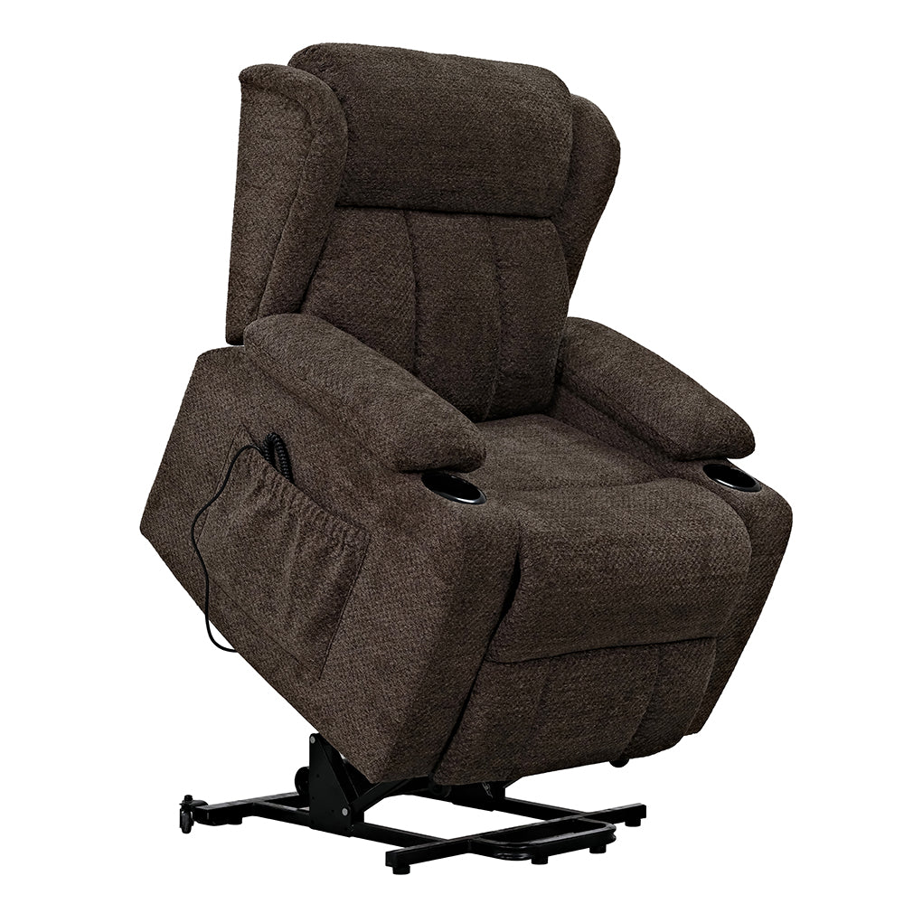 Lusio Brown Power Motion Recliner w/Lift & Cup Holder