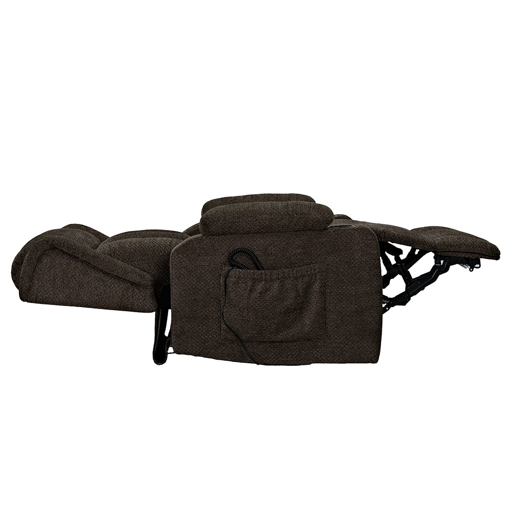 Lusio Brown Power Motion Recliner w/Lift & Cup Holder