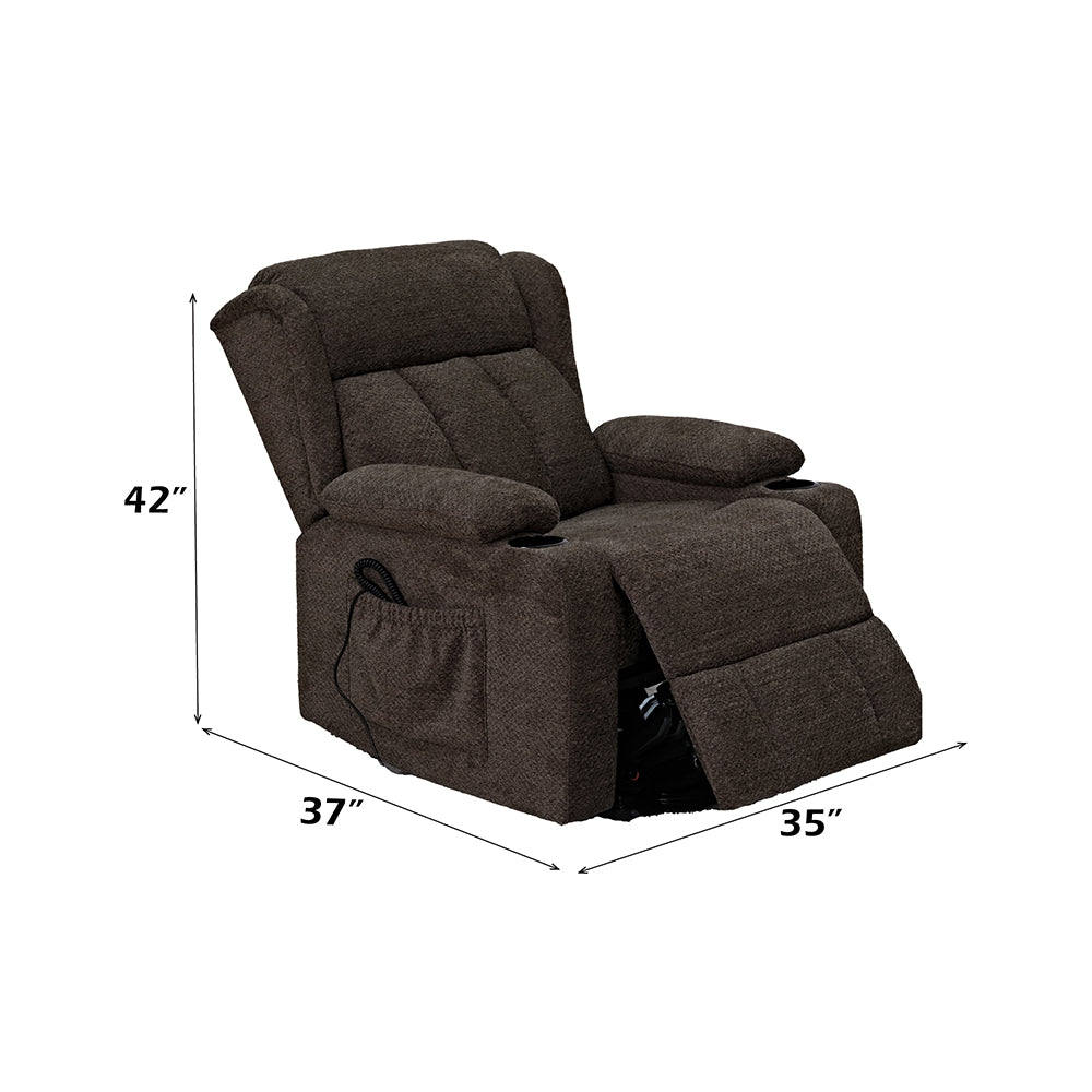Lusio Brown Power Motion Recliner w/Lift & Cup Holder