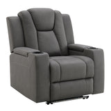Leuco Gray Power Motion Recliner w/Cup Holder, Control, LED & Power Headrest