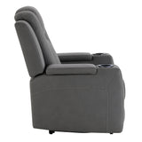 Leuco Gray Power Motion Recliner w/Cup Holder, Control, LED & Power Headrest