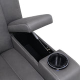 Leuco Gray Power Motion Recliner w/Cup Holder, Control, LED & Power Headrest