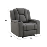 Leuco Gray Power Motion Recliner w/Cup Holder, Control, LED & Power Headrest