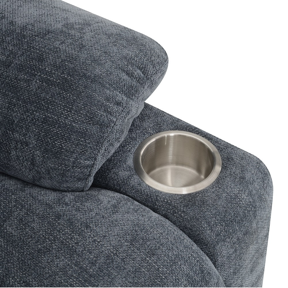 Omarion Blue Power Recliner w/ Lift, Heating & Massage