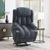 Omarion Blue Power Recliner w/ Lift, Heating & Massage