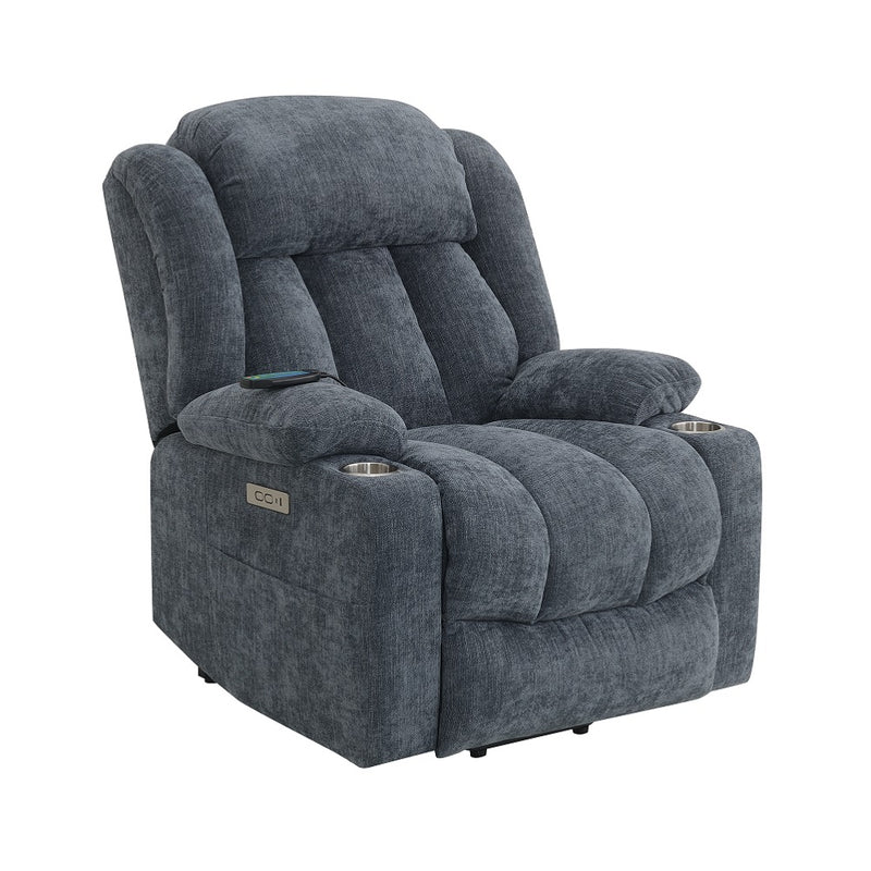 Omarion Blue Power Recliner W/Lift & Heating & Massage - Ornate Home