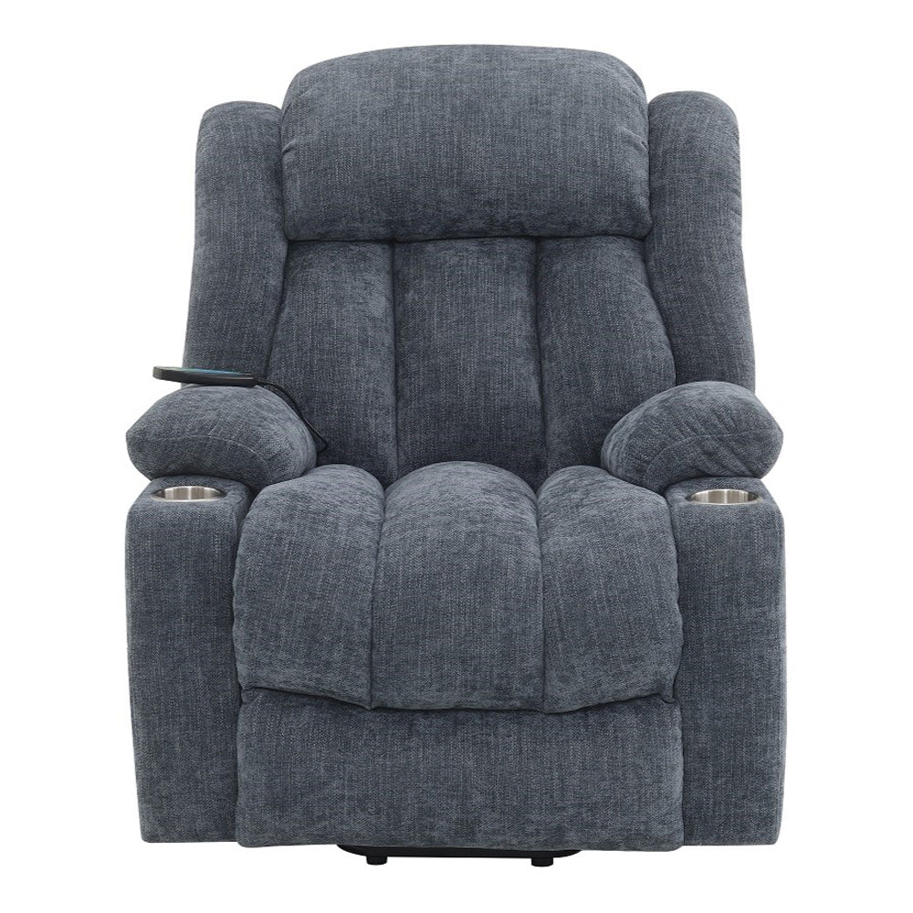 Omarion Blue Power Recliner w/ Lift, Heating & Massage