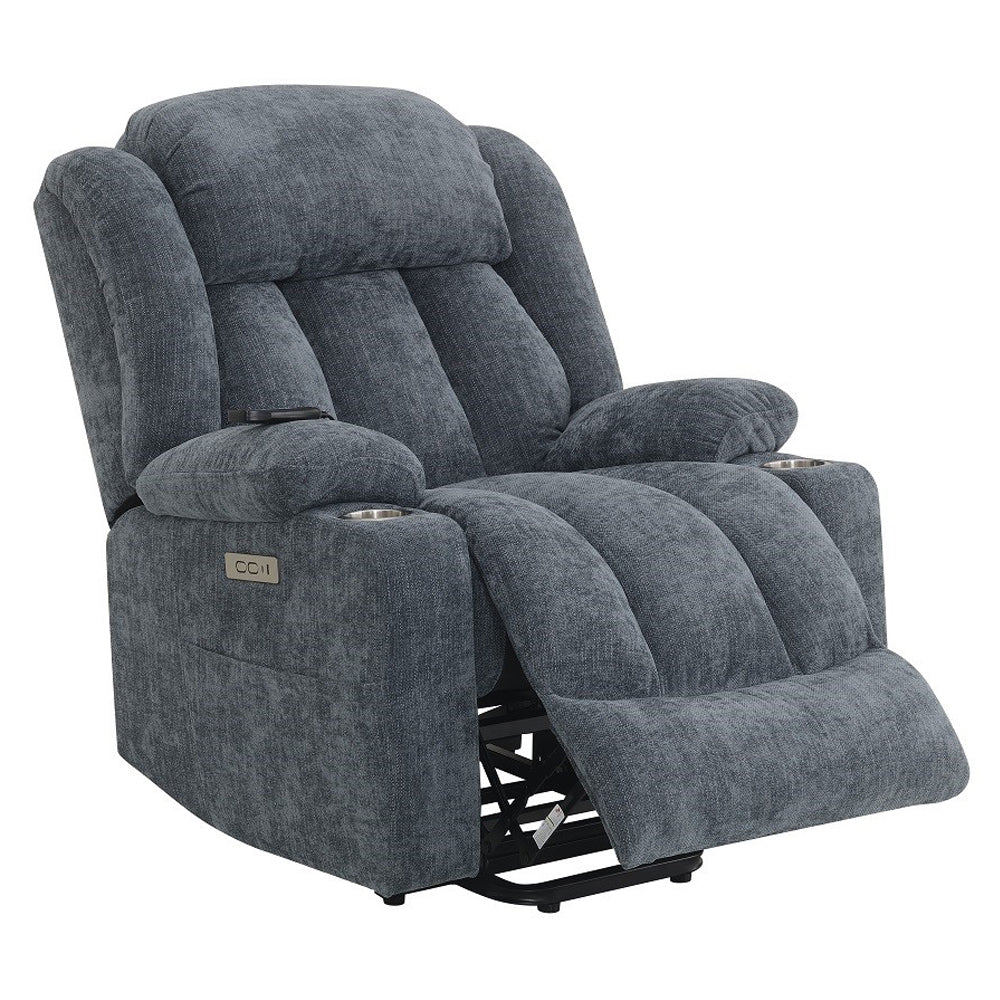 Omarion Blue Power Recliner w/ Lift, Heating & Massage