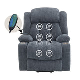 Omarion Blue Power Recliner w/ Lift, Heating & Massage