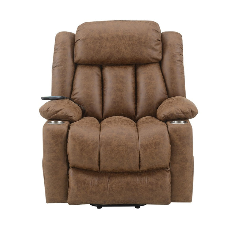 Omarion Brown Power Recliner W/Lift & Heating & Massage - Ornate Home