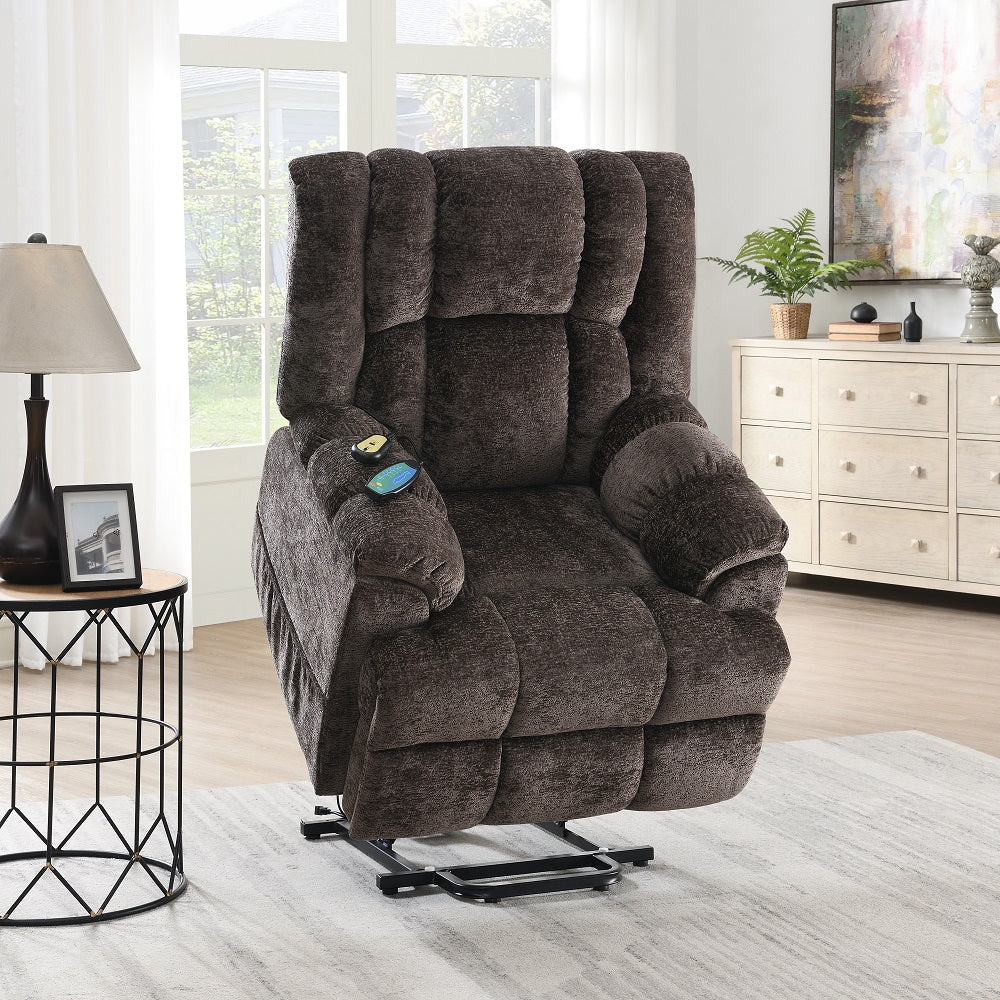 Pacay Brown Power Recliner w/ Lift, Heating & Massage