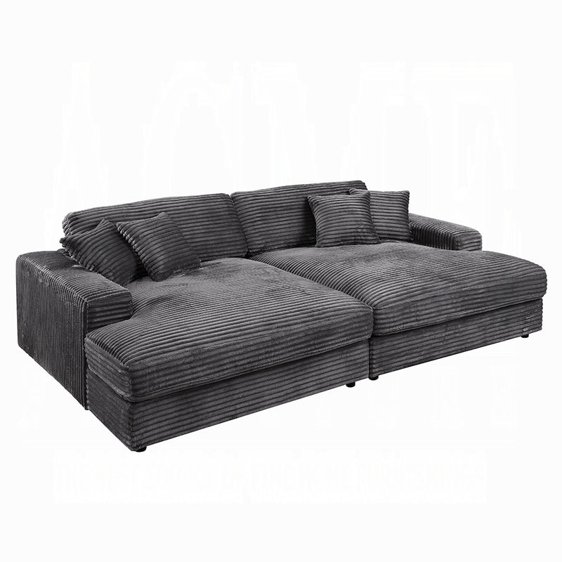 Hilde Dark Gray Jumbo Corduroy Double Chaise Sectional - Ornate Home