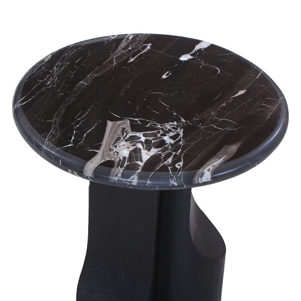 Kinton Natural Marble Top/ Black Mercana End Table