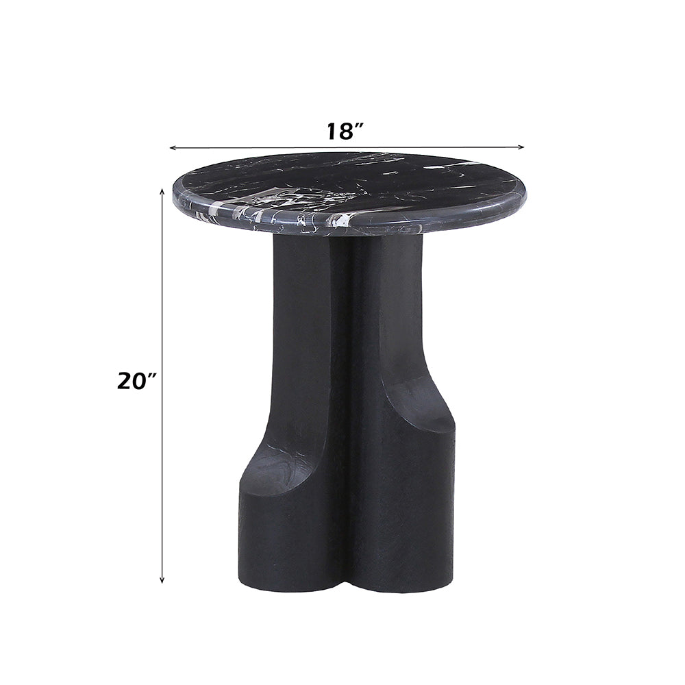 Kinton Natural Marble Top/ Black Mercana End Table